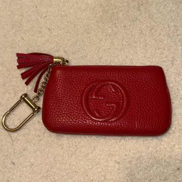 Authentic Gucci red leather change coin purse wallet keychain - Picture 3 of 5